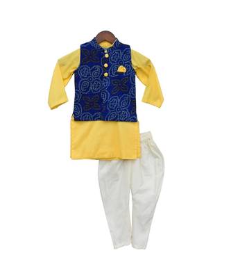 Blue Lehriya Nehru Jacket Set 1