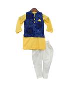 Blue Lehriya Nehru Jacket Set