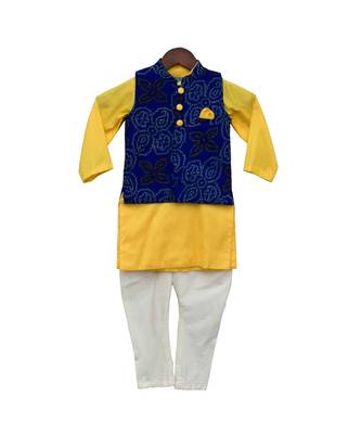 Blue Lehriya Nehru Jacket Set 2