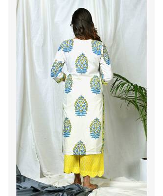 Nigaar Block print set with tye dye dupatta and scalloped pallazos 3
