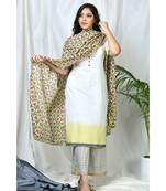 Lotus Block Print Dupatta with Suit Set