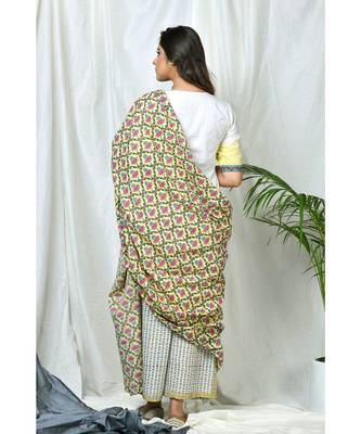 Lotus Block Print Dupatta with Suit Set 2