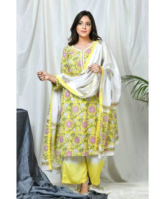 Fairooz Yellow coordinate set with ombre pants 1