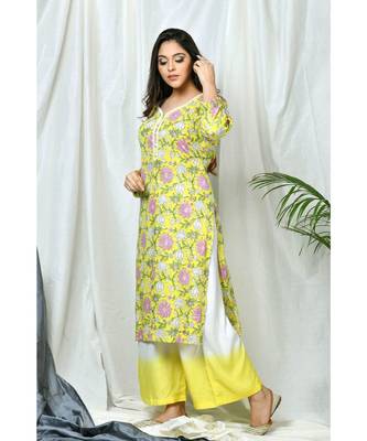 Fairooz Yellow coordinate set with ombre pants 5