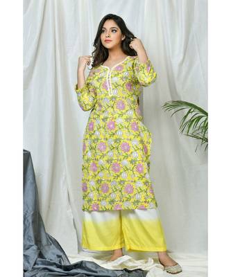 Fairooz Yellow coordinate set with ombre pants 6