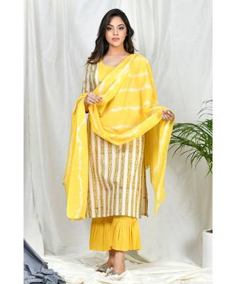 Sana Suit set with Frill pants and Tye Dye dupatta 1