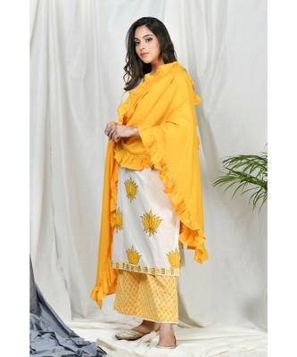 Sabiha Block Print Set with ruffle dupatta 4