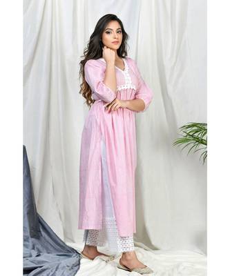 Itrat Stripe set with embroidered pants and floral dupatta 4