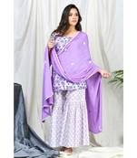 Nadia Sharara Set with Applique flowers dupatta