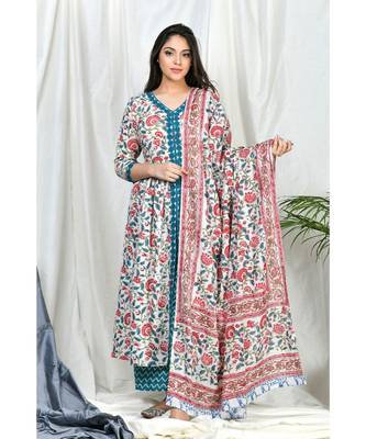 Yasira Coordinate  Set with Teal Block print dupatta 1