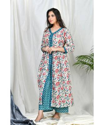 Yasira Coordinate  Set with Teal Block print dupatta 2