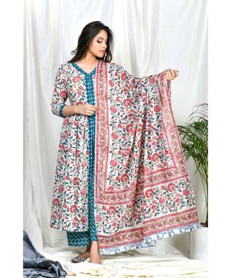 Yasira Coordinate  Set with Teal Block print dupatta 4