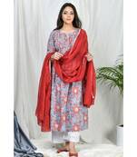 Yasmeen Pintuks Kurta set with embroidered pants and dupatta