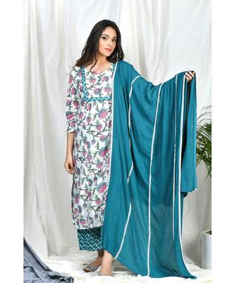 Raeesa Suit set with Teal lace dupatta 3