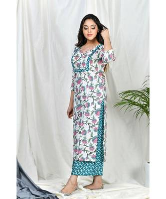 Raeesa Suit set with Teal lace dupatta 5