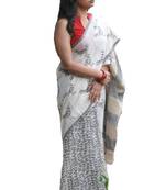 Khaatu Bagru Print Cotton Mulmul Saree With Blouse