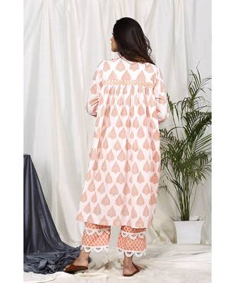 Naznee Orange  Leave Set with Scallop Lace Pants 2
