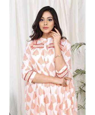 Naznee Orange  Leave Set with Scallop Lace Pants 3