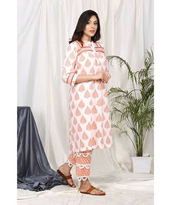 Naznee Orange  Leave Set with Scallop Lace Pants 4