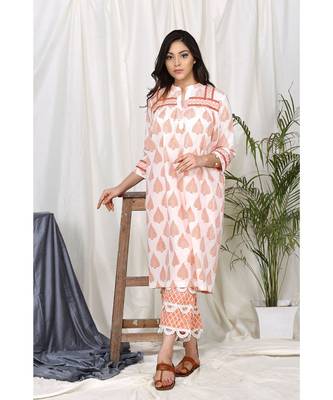Naznee Orange  Leave Set with Scallop Lace Pants 5