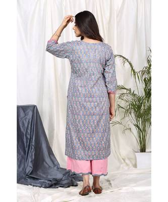 Faeehza Grey Set with Frill Dupatta 3