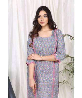 Faeehza Grey Set with scalloped palaazo 1