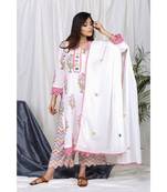 Iffat Block Set with Applique Floral dupatta