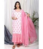 Madiha Frill Set with Eyelet embroidered pants and Dupatta