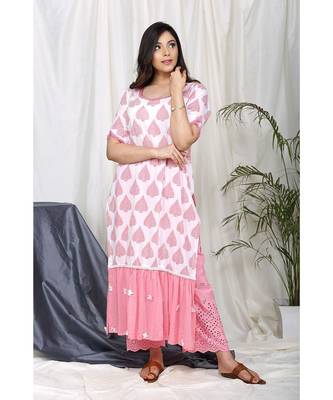 Madiha Frill Set with Eyelet embroidered pants and Dupatta 2