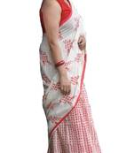 Khaatu Bagru Print Cotton Mulmul Saree With Blouse