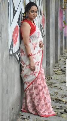 Khaatu Bagru Print Cotton Mulmul Saree With Blouse 2