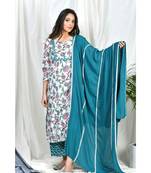 Raeesa Teal lace dupatta