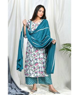 Raeesa Teal lace dupatta 2