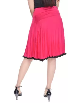 Pink Knee Length Cotton Lycra Flair Skirt