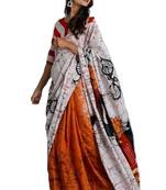 Khaatu Bagru Print Cotton Mulmul Saree With Blouse