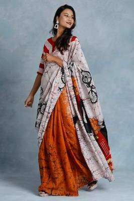 Khaatu Bagru Print Cotton Mulmul Saree With Blouse 2