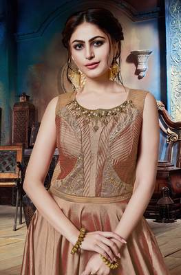 Coral Soft Silk Khatli & Hand Work with Fancy Pattern Floor Length gown 2