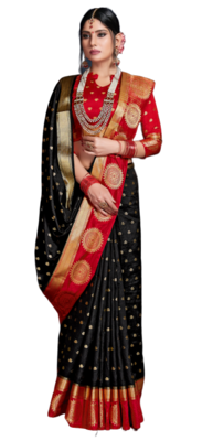 Black Color Nylon Nylon saree with Blouse 1