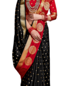 Black Color Nylon Nylon saree with Blouse