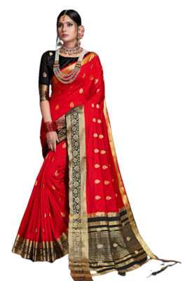 Red Color Nylon Nylon saree with Blouse 1