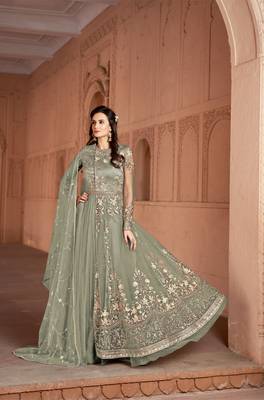 Mehendi embroidered net salwar 1