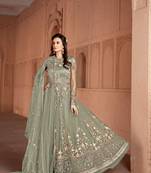 Mehendi embroidered net salwar