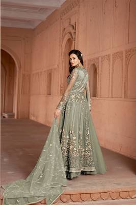 Mehendi embroidered net salwar 2