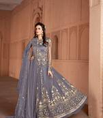 Grey embroidered net salwar