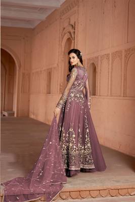 Pink embroidered net salwar 2