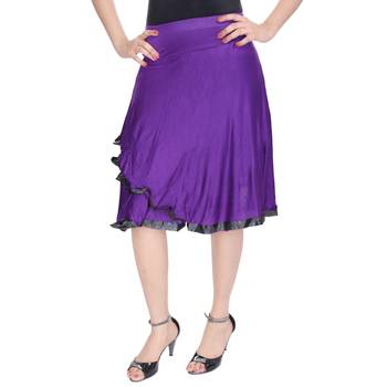 Purple Knee Length Cotton Lycra Flair Skirt 1