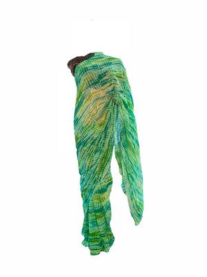 MultiColor Printed Georgette Shibori Leheriya Sari With Running Blouse 1