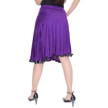 Purple Knee Length Cotton Lycra Flair Skirt 2