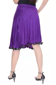 Purple Knee Length Cotton Lycra Flair Skirt