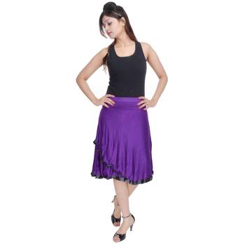 Purple Knee Length Cotton Lycra Flair Skirt 3
